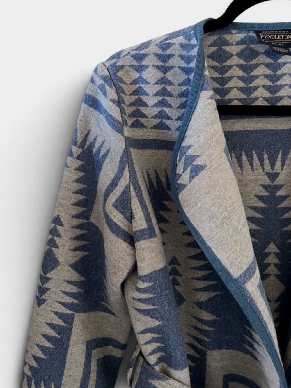 Pendleton Virgin Wool Aztec Jacket/Coat In Blue & Gray Size S - Picture 4 of 14